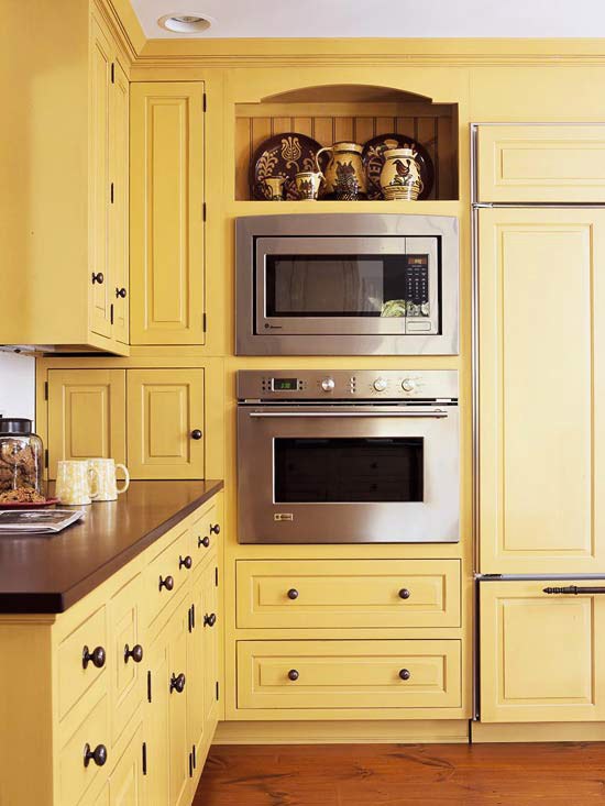 Желтый цвет в интерьере кухни 